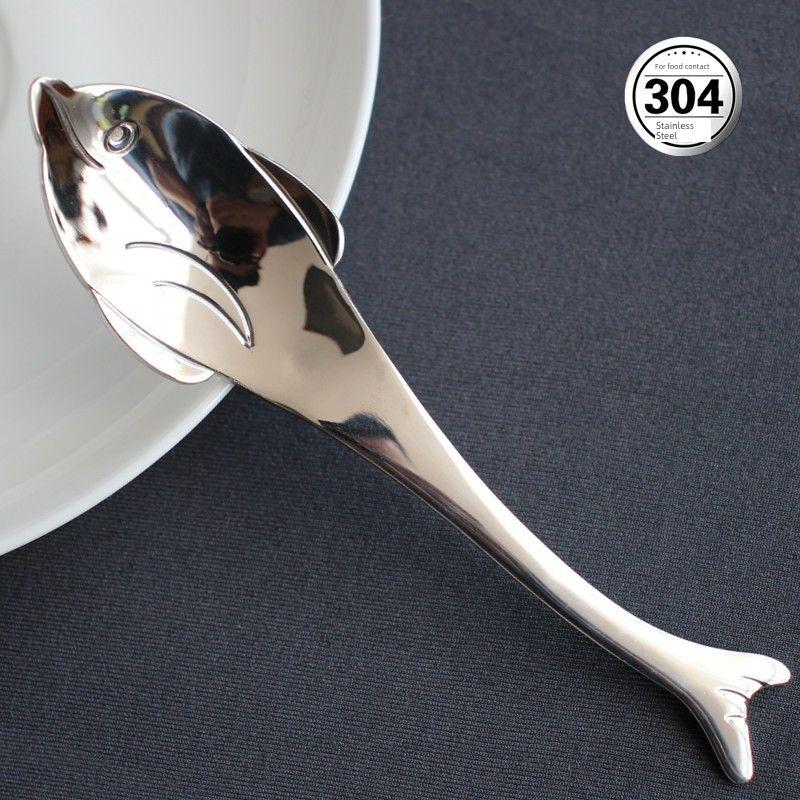 Thickened 304 Stainless Steel Spoon, Cute Dolphin Fish Soup Spoon, Dessert Spoon, Creative Baby Feeding Spoon