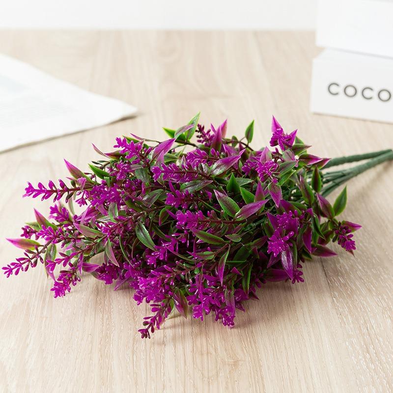 6 Bundles Fake Greenery Plants Artificial Lavender Flowers Outdoors Indoor UV Resistant Plastic Faux Bouquets for Outdoor Home Garden Porch Decoration