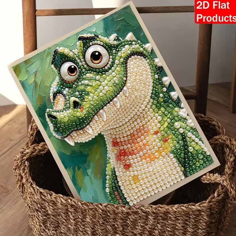 Pearl painting diy sticky diamond creative cute green crocodile alligator animal diamond painting kit living room hanging painting