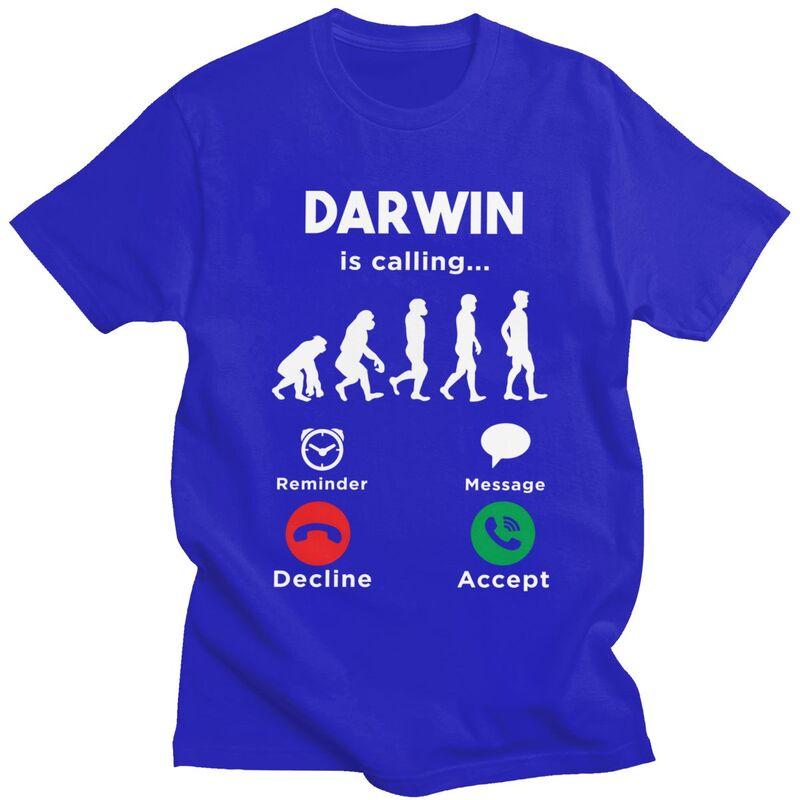 Lets Go Darwin Is Calling T Shirts Men 100 Cotton Tee Tops Valentines Day Gift Tshirt ShortSleeve Tshirt