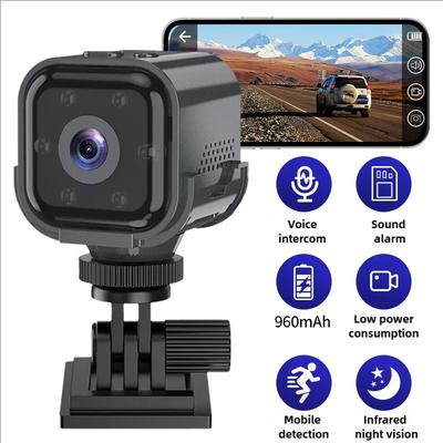Новая мини-камера WiFi 1080P, удаленный просмотр, звуковая сигнализация, ночное видение, сверхдолгое время ожидания 960 мАч, обнаружение движения, камера безопасности для велоспорта