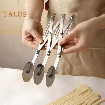 Нож для пиццы из нержавеющей стали с несколькими колесами и эргономичной ручкой. Подходит для использования на кухне, в пекарне. Необходим для выпечки, пиццы, теста, тортов.