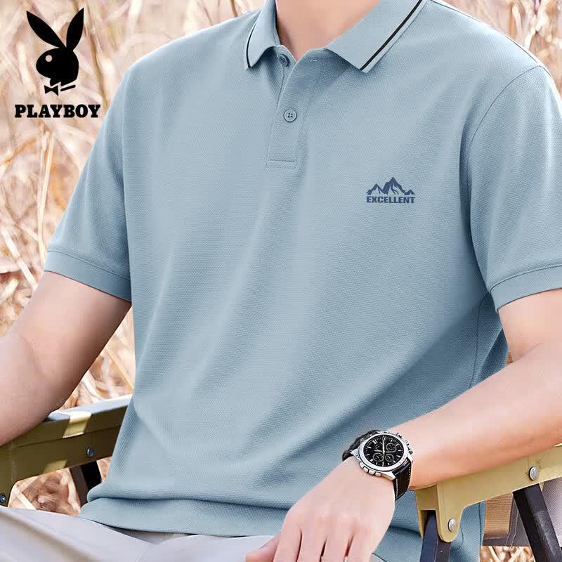 PLAYBOY Мужская футболка-поло свободного кроя с коротким рукавом