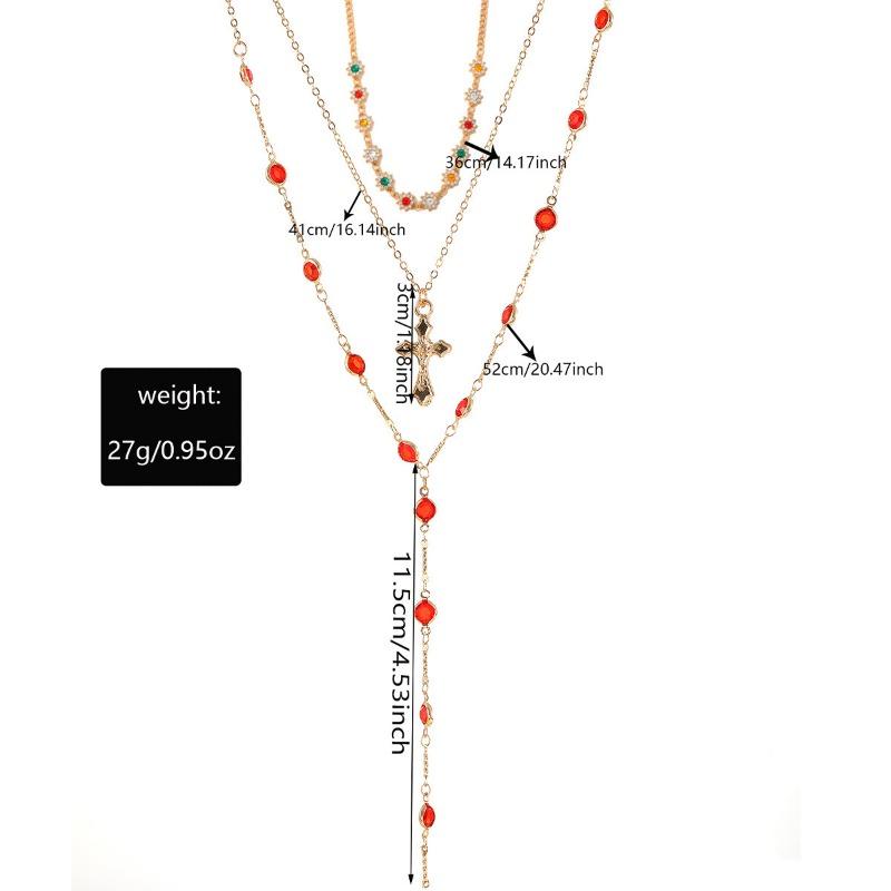 Diamond-encrusted Cross Necklace, Hot-selling Retro Trend Exaggerated Niche Stacking, Wearing Sweet and Cool Collarbone Chain Jewelry