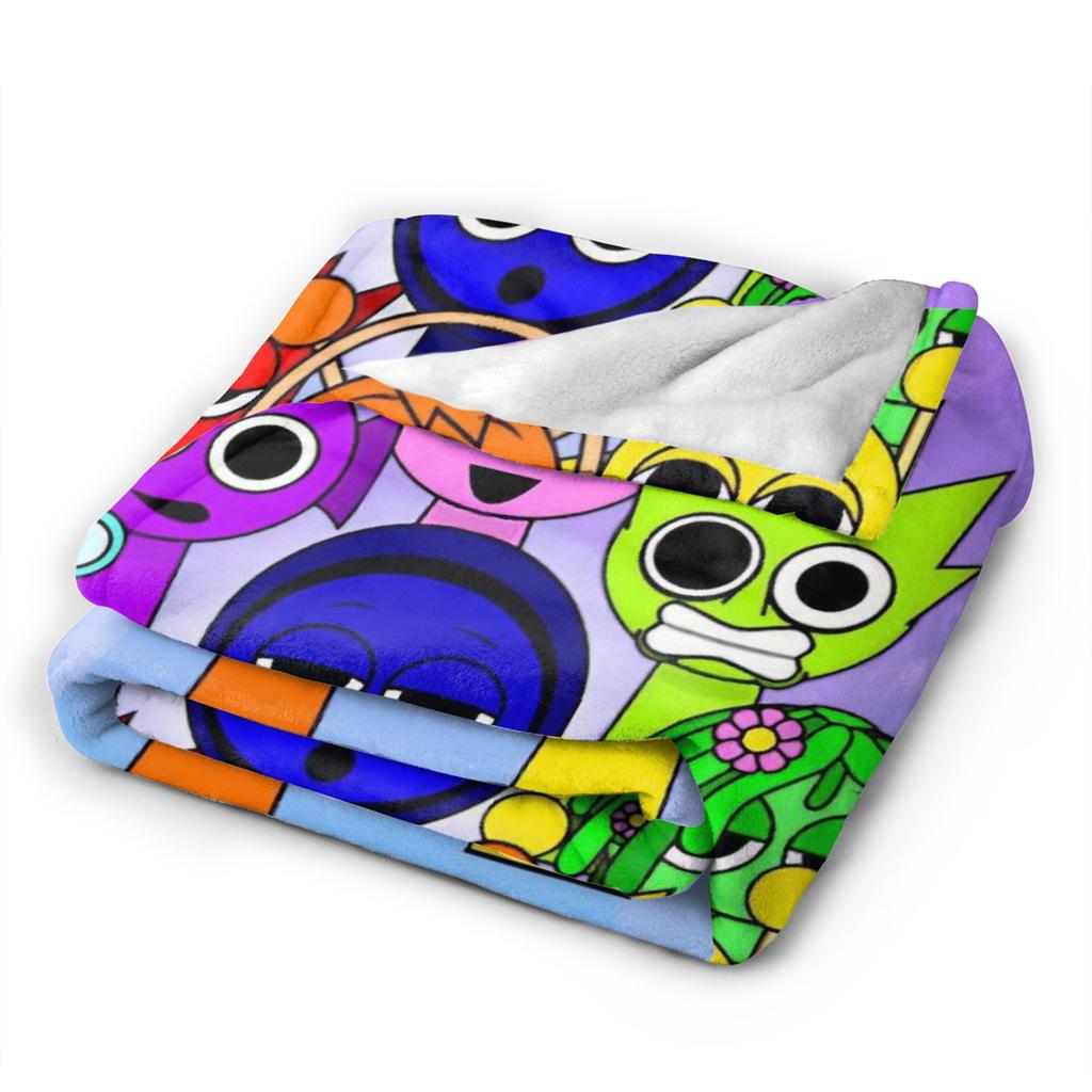 Sprunki Beats Horror Music Box Flannel Throw Blankets Blankets for Bed Office Lightweight Quilt,