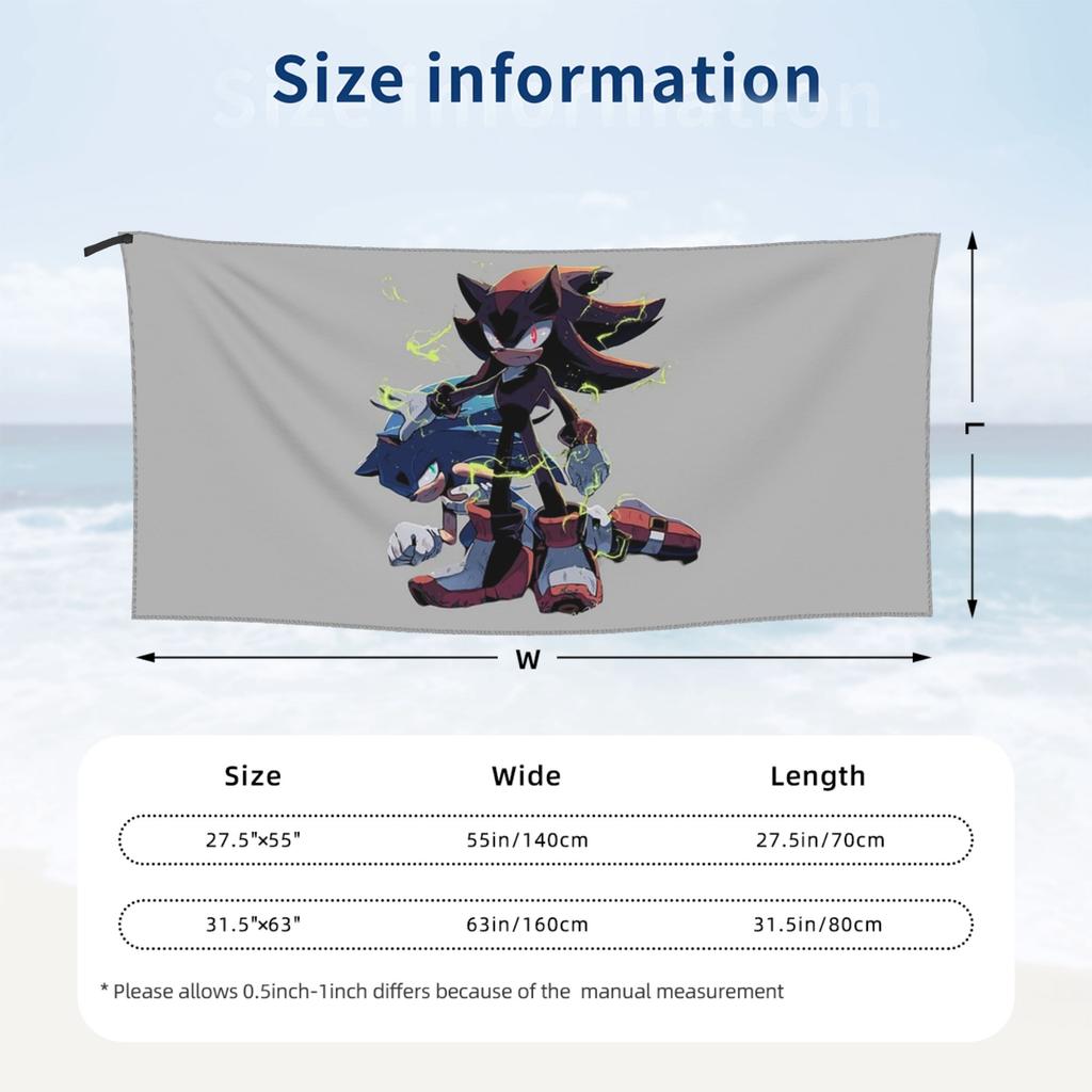 Shadow The Hedgehog Beach Towel Soft Microfiber Quick Dry Absorbent Quick Towels For Swimming