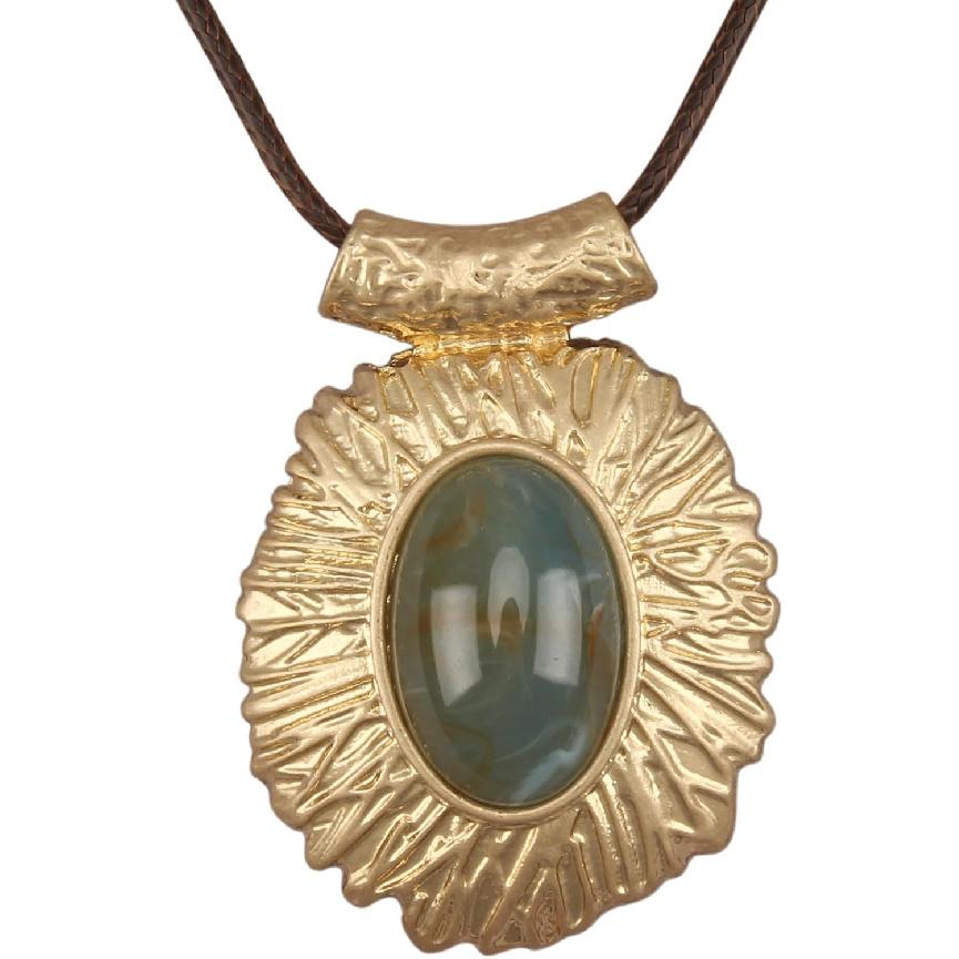 Leather Necklace for Women Boho Choker Necklace Long Cord Leather Pendant Bohemian Neckalce Vintage Alloy Pendant Leather Rope Necklace Wooden