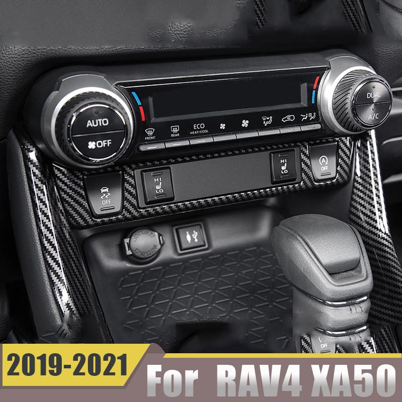 Углеродное волокно, центральная панель управления автомобиля, декоративная накладка для Toyota RAV4 XA50 2022, аксессуары