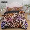 Luxury Leopard Print Bedding Sets Duvet Cover Twin Full Queen King Size Bed Soft Polyester Bedclothes for Kids Girls Women Gift