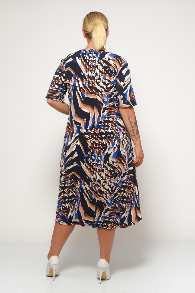 Женское платье большого размера, женское платье больших размеров песочного цвета с короткими рукавами и рисунком больших размеров