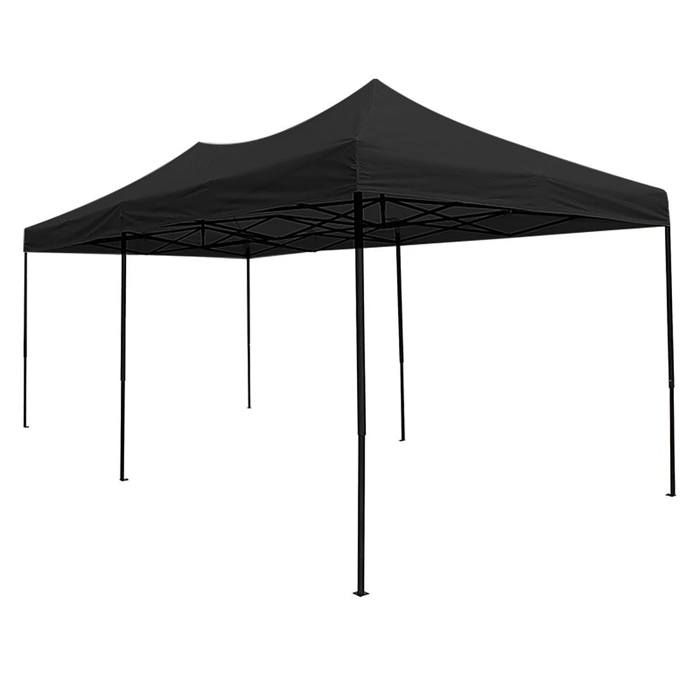 Pavillon pliable - Tourtecs 3x6 m - Noir - Parois transparentes - Cadre acier galvanisé