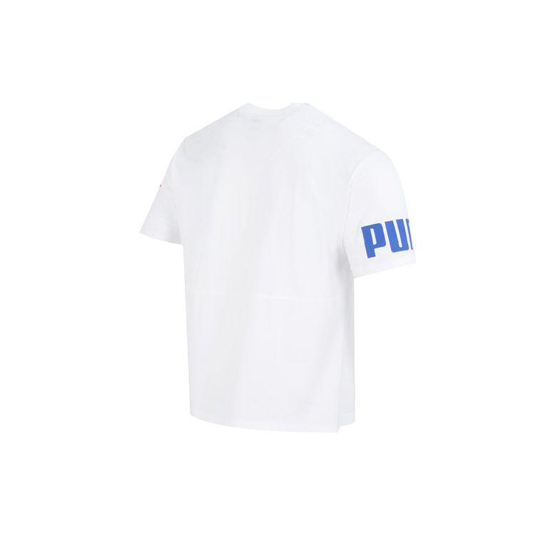 Puma Letter Logo Print Crew Neck Fitted Straight Short Sleeve T-Shirt Men Tops White 676665-52