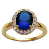 Gold Plated Ring 'Victorina' Golden White Sapphire - 13x12 Mm