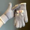 Bowknot Women Knitted Gloves Thicken Warmth Warm Mittens Elastic Winter Gloves