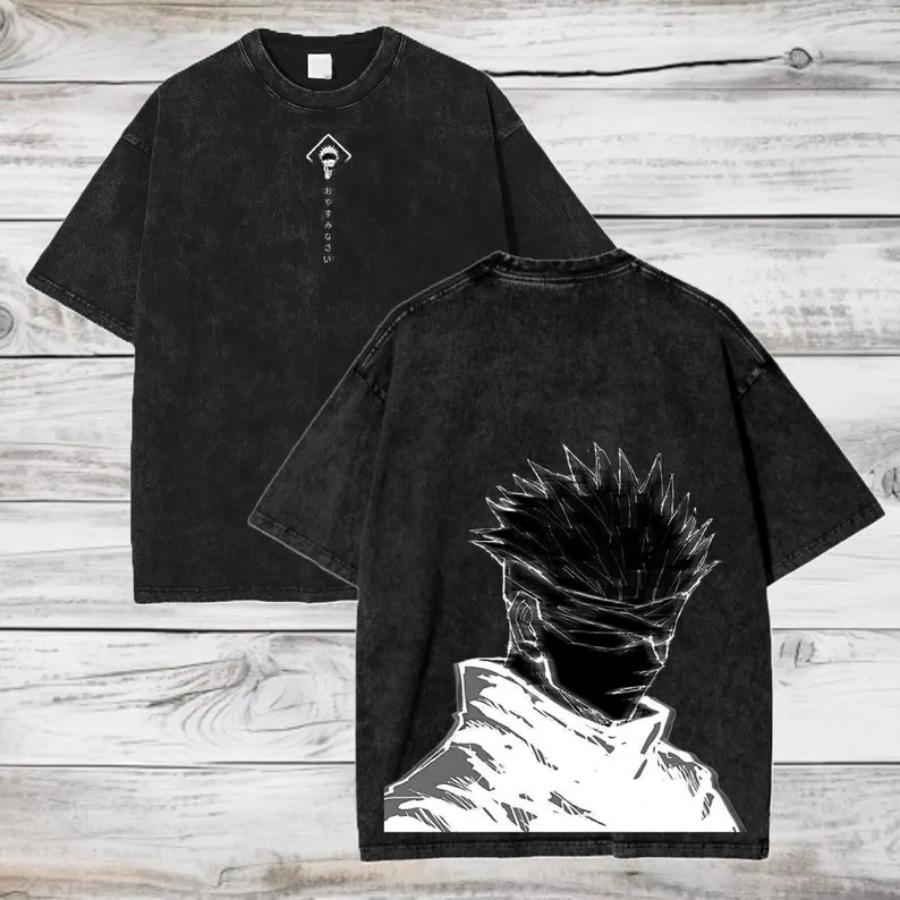 Аниме Графическая Футболка Сатору Годжо из Jujutsu Kaisen, Унисекс Стиранная Футболка
