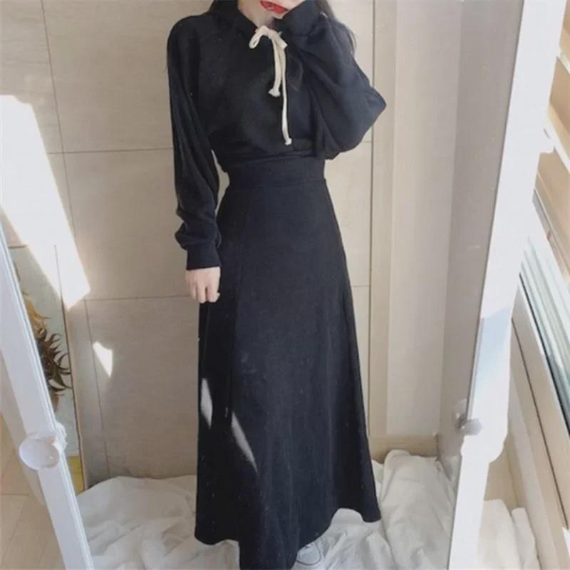 Стильный женский розовый костюм с юбкой 2025 года: Весна/Осень-Зима Двухсекционный вязаный свитер и юбка-полусолнце