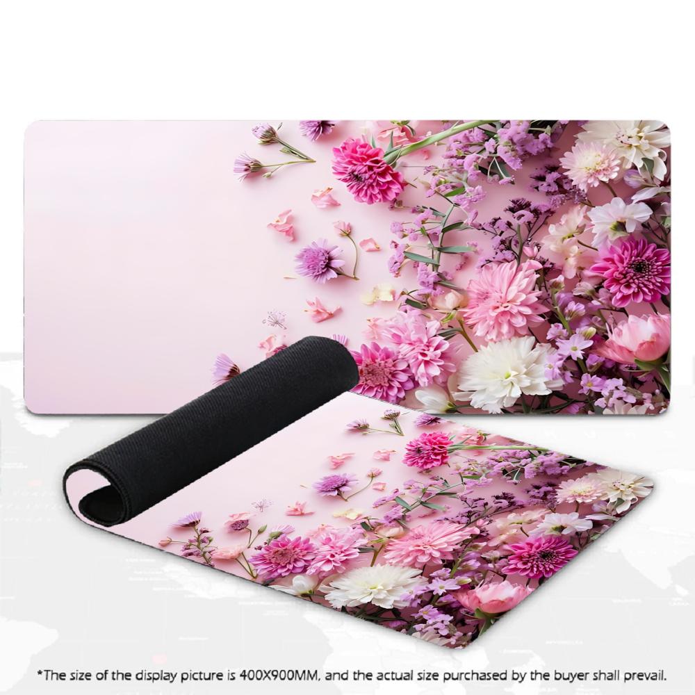 Aesthetic Floral Flower Large Gaming Mouse Pad XXL Botanical Desk Mat Non-Slip Rubber Keyboard Mat PC Gamer Office Desk Pad