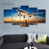 Five-Piece Set Hd Canvas Painting Sunset Airplane Lawn Mural Airplane Wall Art Poster Home Decoration Modular Picture Frameless