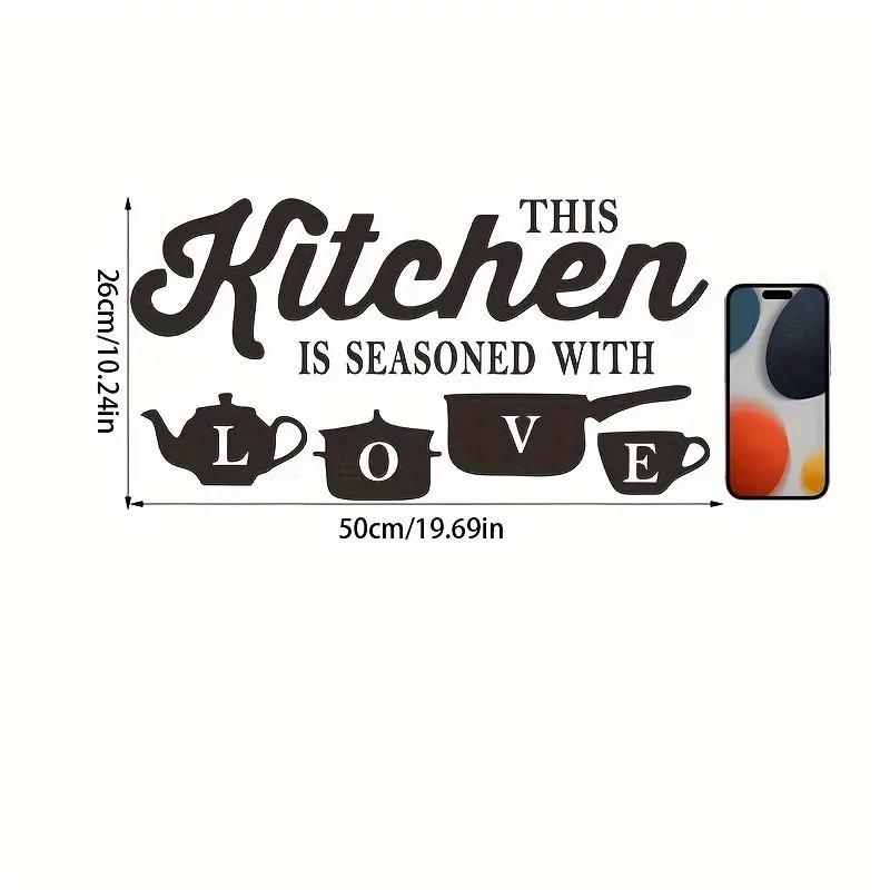 Home Kitchen Mirror Wall Stickers THIS KITCHEN IS SEASONED WITH LOVE Acrylic Wall Stickers Restaurant Home Decor