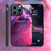 Милый Чехол-Картина с Животным Кошкой для IPhone 16 Pro Max 15 14 13 12 Mini 11 XS XR 7 8 14 Plus Жесткие Чехлы Чехлы из Закаленного Стекла