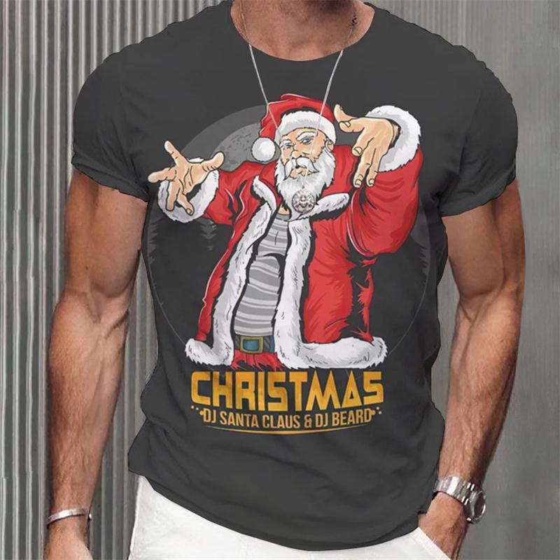 Merry Christmas Santa Claus Graphic T Shirt 3D Christmas Present Printing T-shirts For Men Kids Fashion Clothes Women Funny Tees