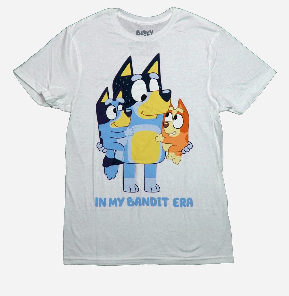 Bluey New Adult T-Shirt - In My Bandit Era Bingo Trio Image
