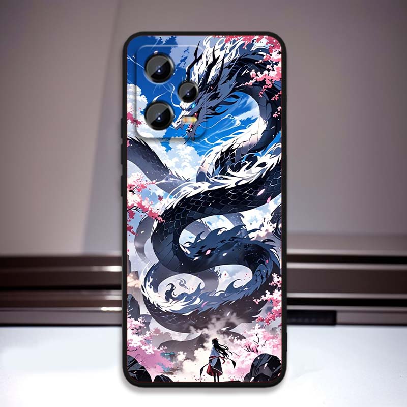 Чехол для телефона с дизайном дракона в стиле аниме для Xiaomi Redmi Note 15 14 13 12 12S 11E 11 11S Pro Plus 4G 5G, черный, мягкий ТПУ
