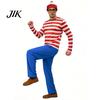 Halloween Festival Outfits Red White Striped Shirt for Adults Kids, Nerd Glasses Character Costumes Hat Included, Men Women Children Sweatshirt