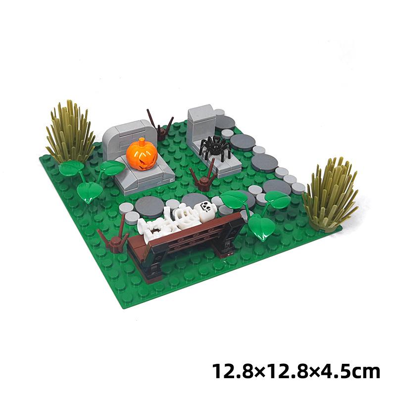 Хэллоуин Сращивание Мелкие Частицы Строительный Блок Призрак Череп Кладбище Сцена Украшение Игрушка Сделай Сам