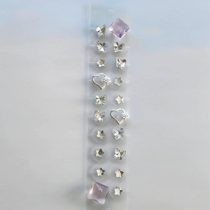 20 Patches Heart Butterfly Bow Rhinestone Ear Point Stickers Ear Pressure Stick Acupuncture Magnetic Beads Auricular Ear Sticker