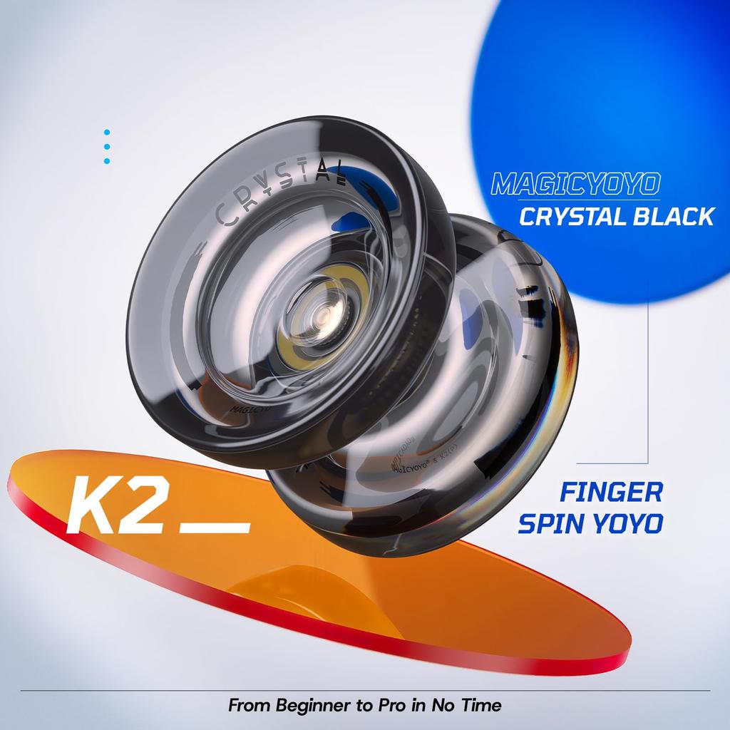 MAGICYOYO K2 Черный Отзывчивый Йо-йо для Детей Новичков с Дополнительным Неотзывчивым Йо-йо Pro Пластиковый Трюковый Йо-йо для Сумки для Йо-йо Подшипник, Взрослые+12