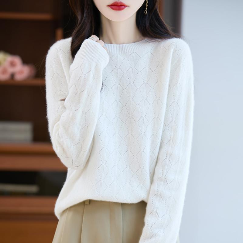 Women's Cashmere Sweater Qinghe Cashmere 30% Cashmere 70% Wool Autumn and Winter Pullover Warm and Fashionable