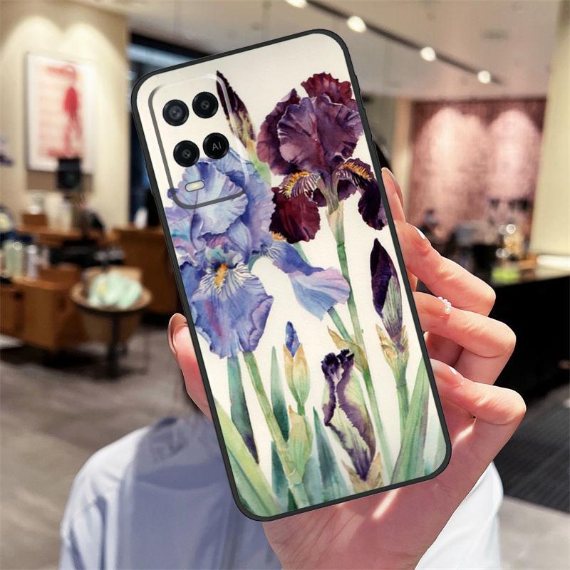 Фиолетовый ирис Цветок Акварельный Чехол Для Oppo A94 A54 A40 A60 A80 A98 A78 A18 A38 A58 A16 A76 A96 A17 A77 A74 A57S A15 Обложка