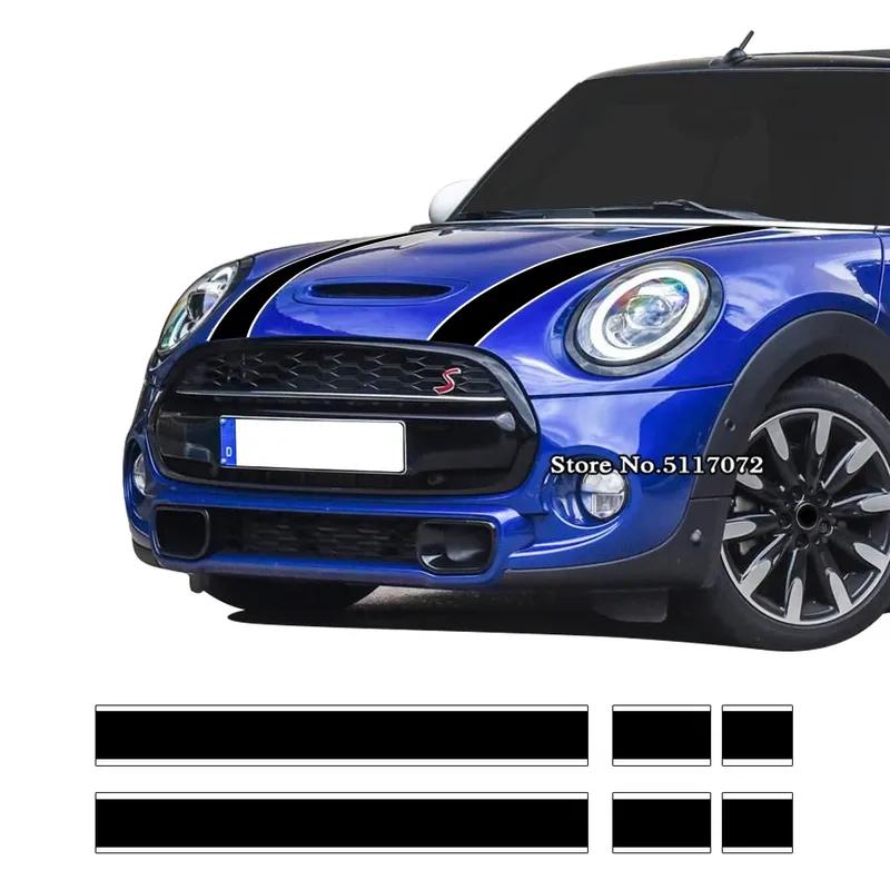 Car Styling Hood Bonnet Stripes Engine Cover Decal Stickers for Mini Cooper R50 R52 R53 R56 R57 F55 F56 F56 Hatch Accessories