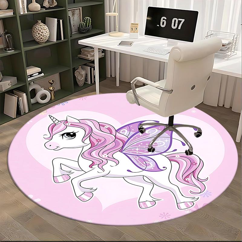 Unicorn Chair Mat - Round Carpet for Home Decor, Office Use, Living Room