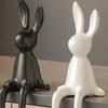 Ceramic Bunny Figurine Sitting Rabbit Sculpture Minimalist Bunny Statue for Counter Desk Bookshelf Home Bar Office Decoration
