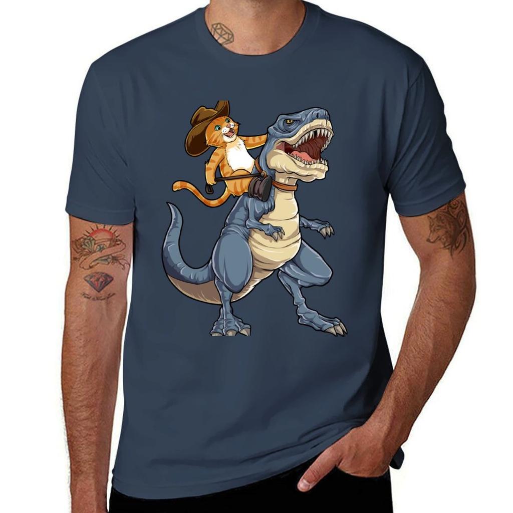 Cat Cowboy Riding Trex Dinosaur T Shirt Funny Purrassic Kitty Kitten Dino Gifts Kids Boys Girls Unisex Wounisex Tees Tshirt