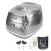 Motorcycle Rear Case with Lock and Key 38L Retro Waterproofing Universal Fit for Electric Bikes Scooters Moon Silver