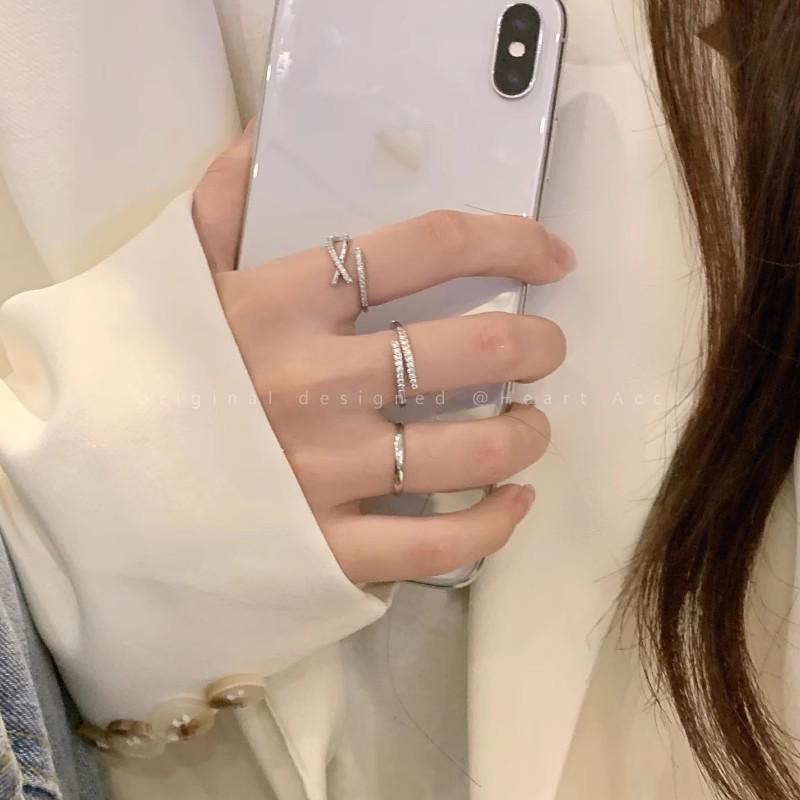 Комплект колец Love с корейским цирконием — роскошные простые кольца для универсального стиля