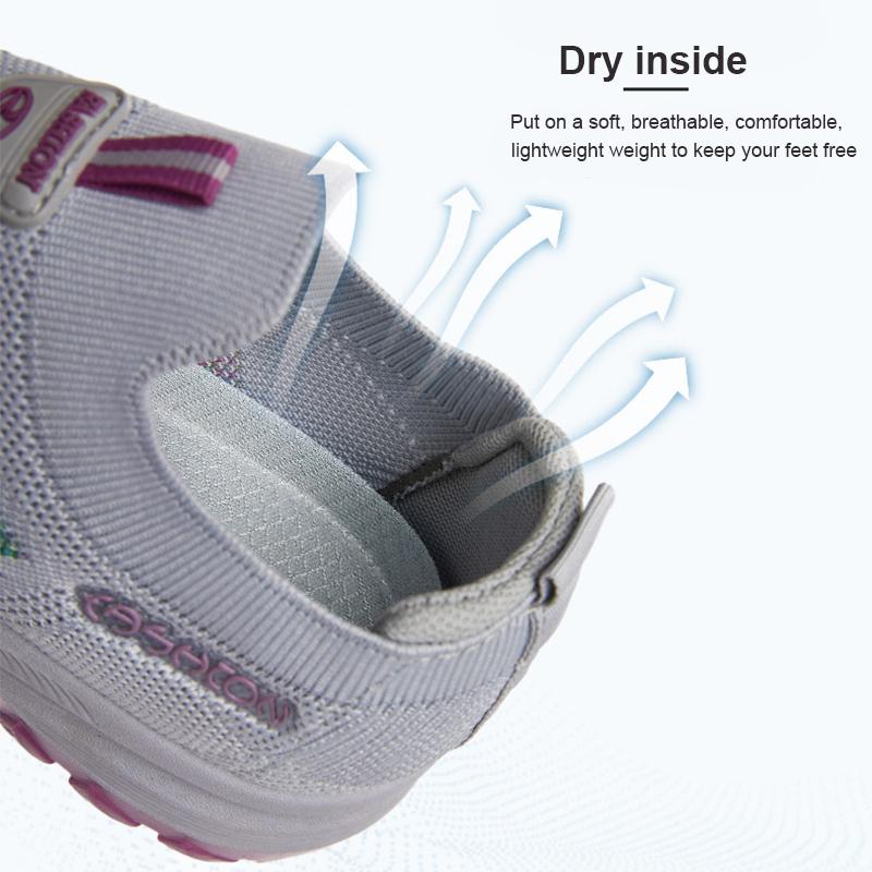 Женские кроссовки для бега из трикотажной дышащей сетки с эффектом памяти из хлопка, повседневные кроссовки с удобной мягкой подошвой для мам среднего возраста