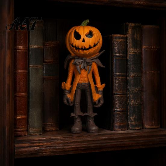 Halloween Pumpkin Man Figurine Figurine, Resin Figure, Classic Ghost Retro Face Desk Ornament Desktop for Home Tabletop Decoration Small Craft Window