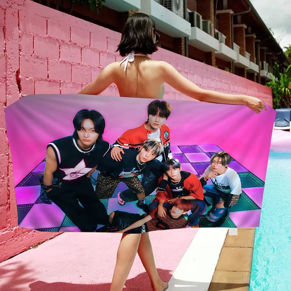 Kpop RIIZE Аниме Пляжное Полотенце для Купания Мягкое Впитывающее Мочалка Детские Подарки Для Детей Путешествия Кемпинг Спортзал