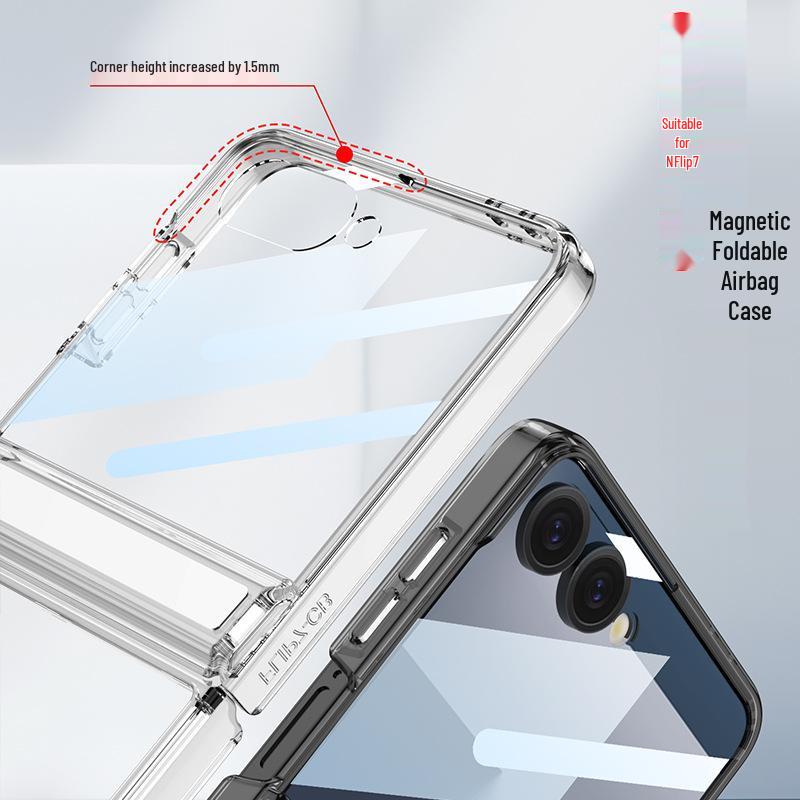 Samsung ZFlip7 Складной Экран Магнитный Прозрачный Чехол для Телефона со Встроенной Подушкой Безопасности