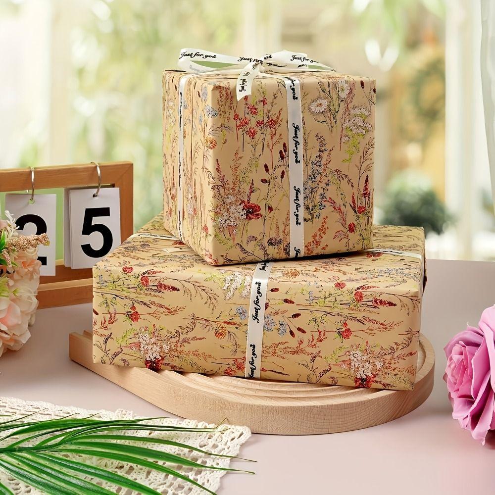 Vintage Wildflower Wrapping Paper Rustic Style Botanical Wrapping Paper Present Wrapping