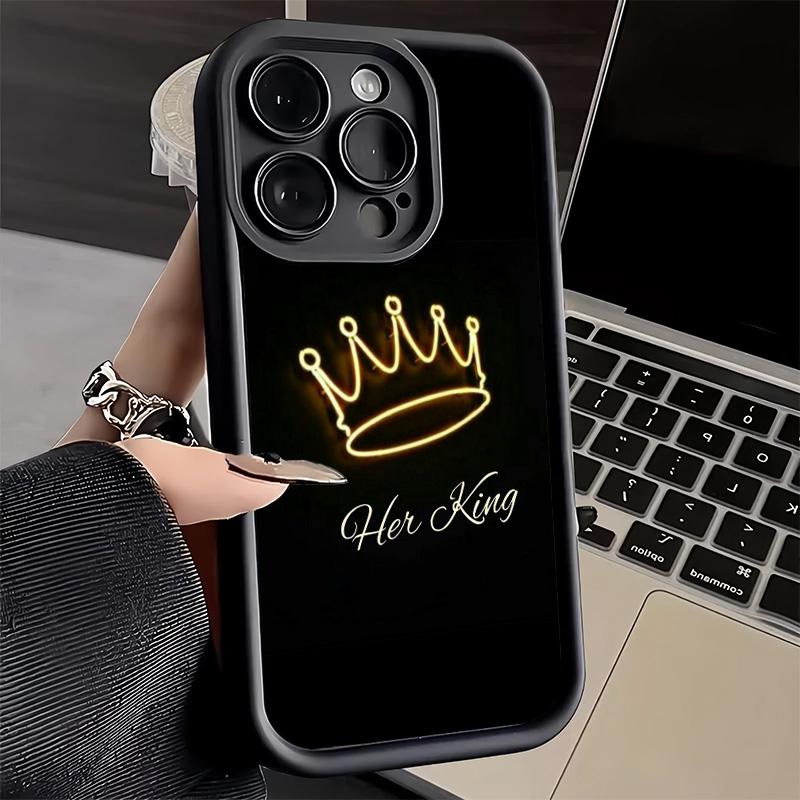 Чехол для телефона iPhone 17 Air 16E 15 16 Pro Max Тема Королева Король Пара Обложка 14 Plus 13 12 Mini Мягкий Силиконовый Fundas