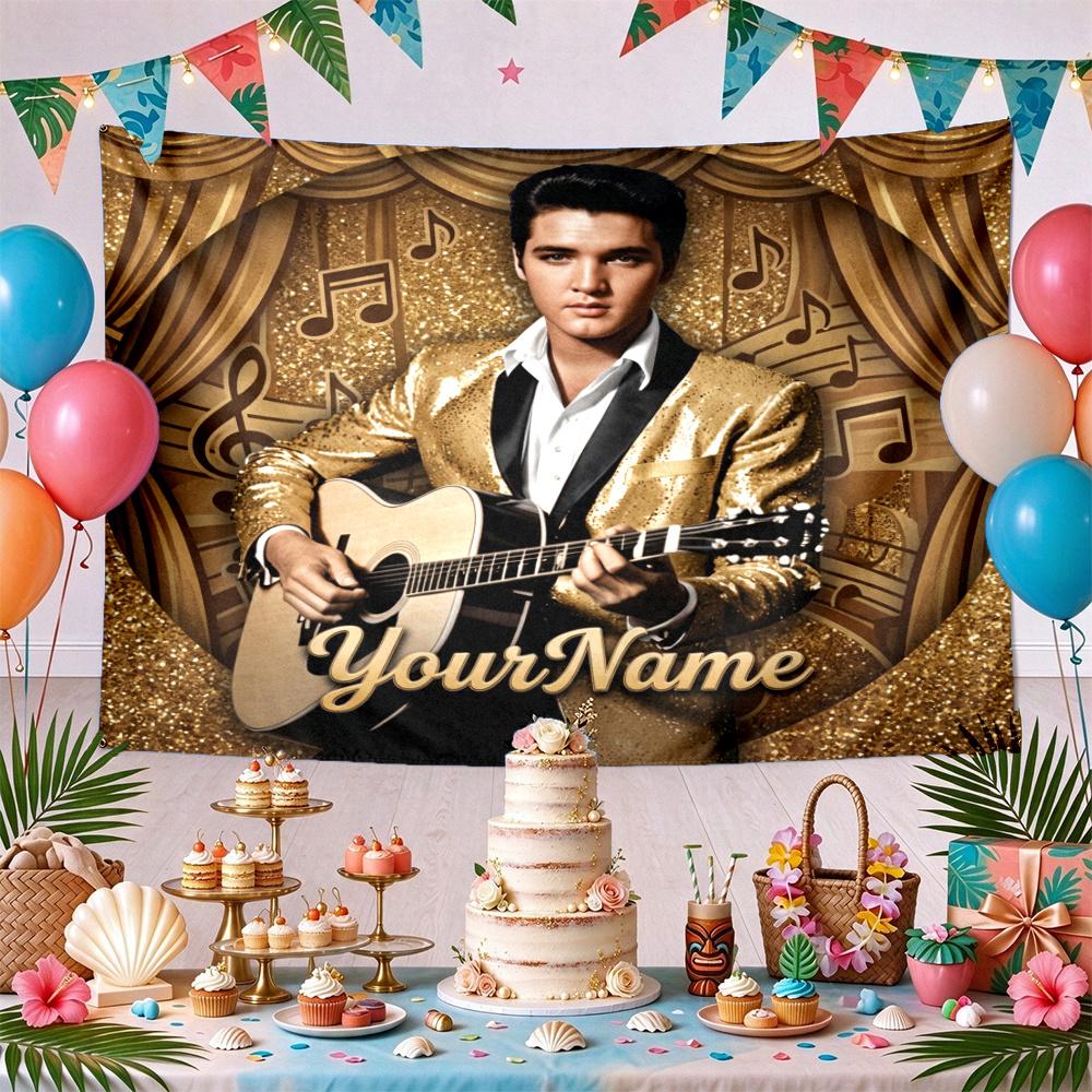 Elvis Custom Your Name Wall Decor Tapestry Art For Pet Memorial Birthday Wedding Party Backdrop Family Gift