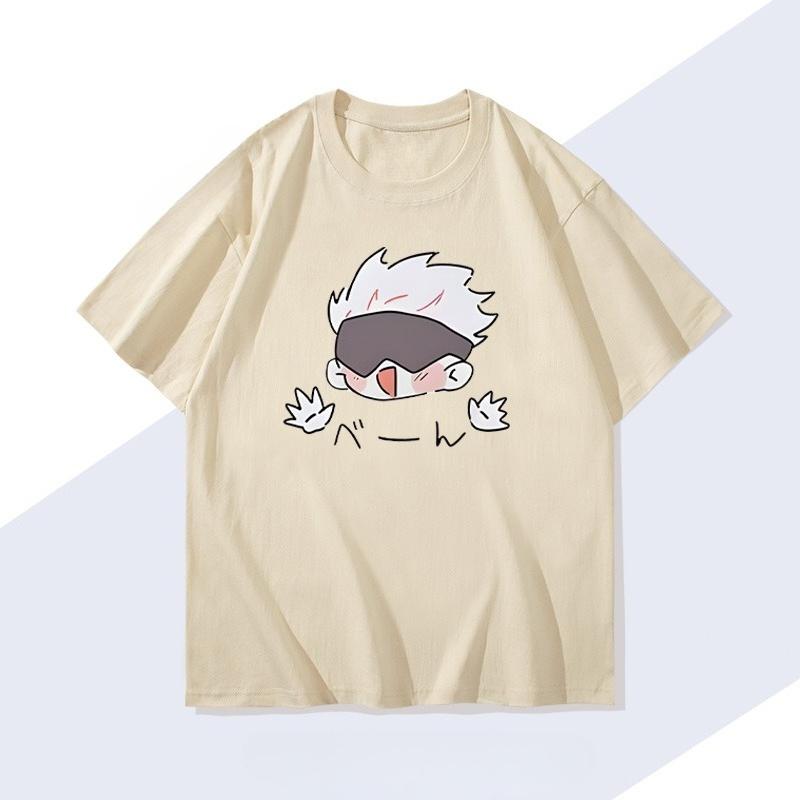 Аниме Магическая битва Годжо Сатору Мультяшные футболки Мужские Женские Хлопковые Харадзюку Высокого Качества Топы Футболки Хип-хоп Уличная одежда Оверсайз