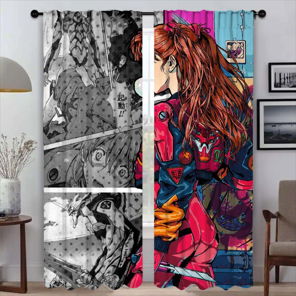 Set Of 2 Modern Evangelions Shades Living Room Curtains Camera Window Curtain Halloween Decoration Home Interior Polyester Ideal For Great