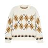 Bodydream Nordic Fair Isle Sweater for Men, Diamond Pattern Knitwear, Color-Blocked Knit Top/Round Neck Wave Craft