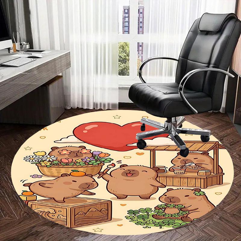 1PC Capibala Market Non-Slip Floor Round carpet, Office, family, bedroom, Large Area Rug Indoor Rugs, Durable PolyesterH0336